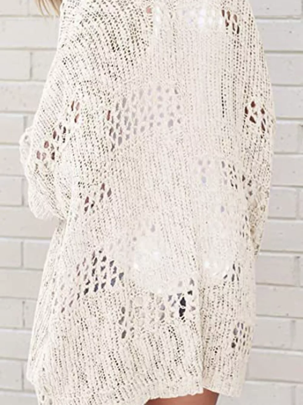 Openwork Open Front Lightweight Cardigan, image 7
