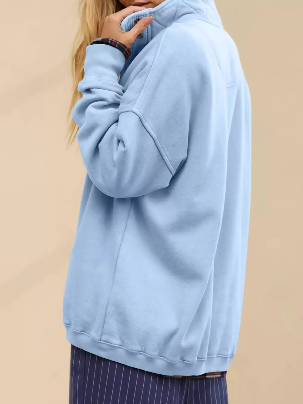 Half Snap Dropped Shoulder Sweatshirt, image 6