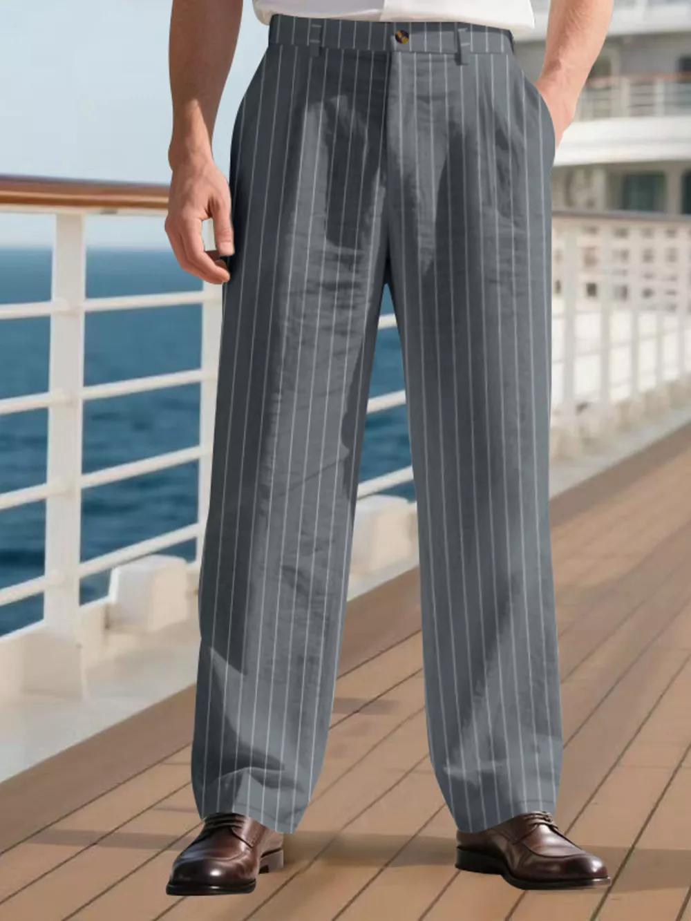 Men's Full Size Striped Wide Leg Pant Plus Size, image 13
