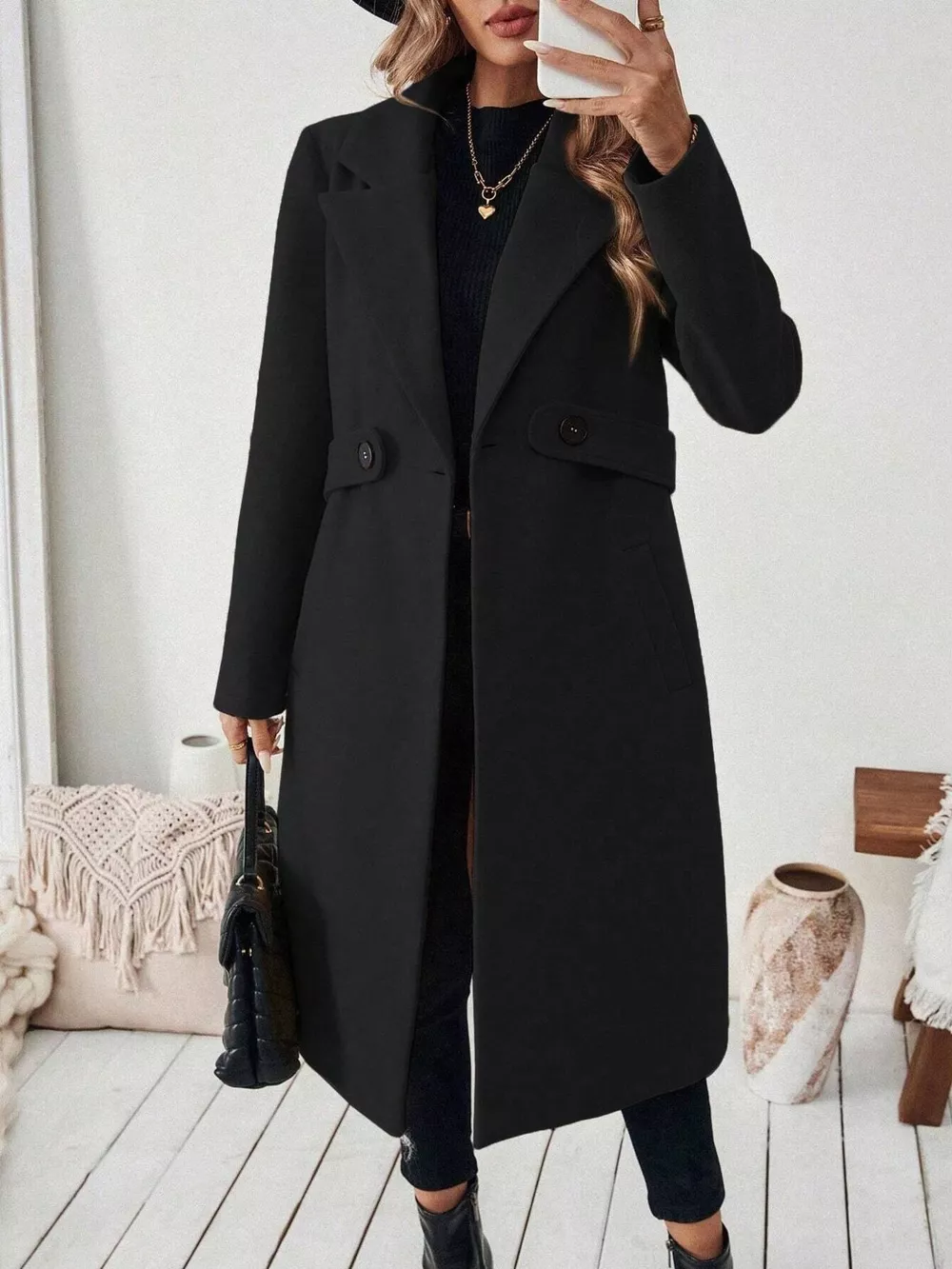 Lapel Collar Longline Coat, image 7