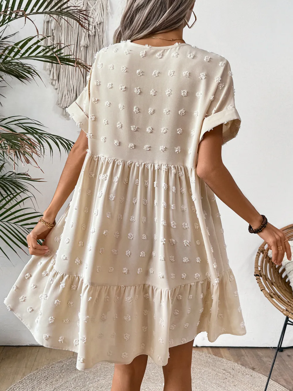 Ruffled Hem Swiss Dot Mini Dress, image 4