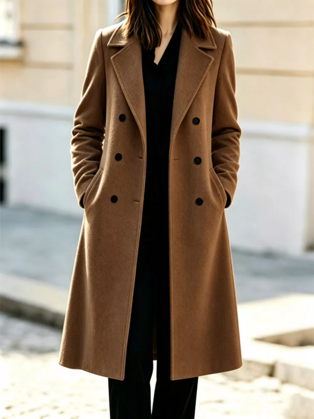 Double-Breasted Lapel Collar Coat, image 2