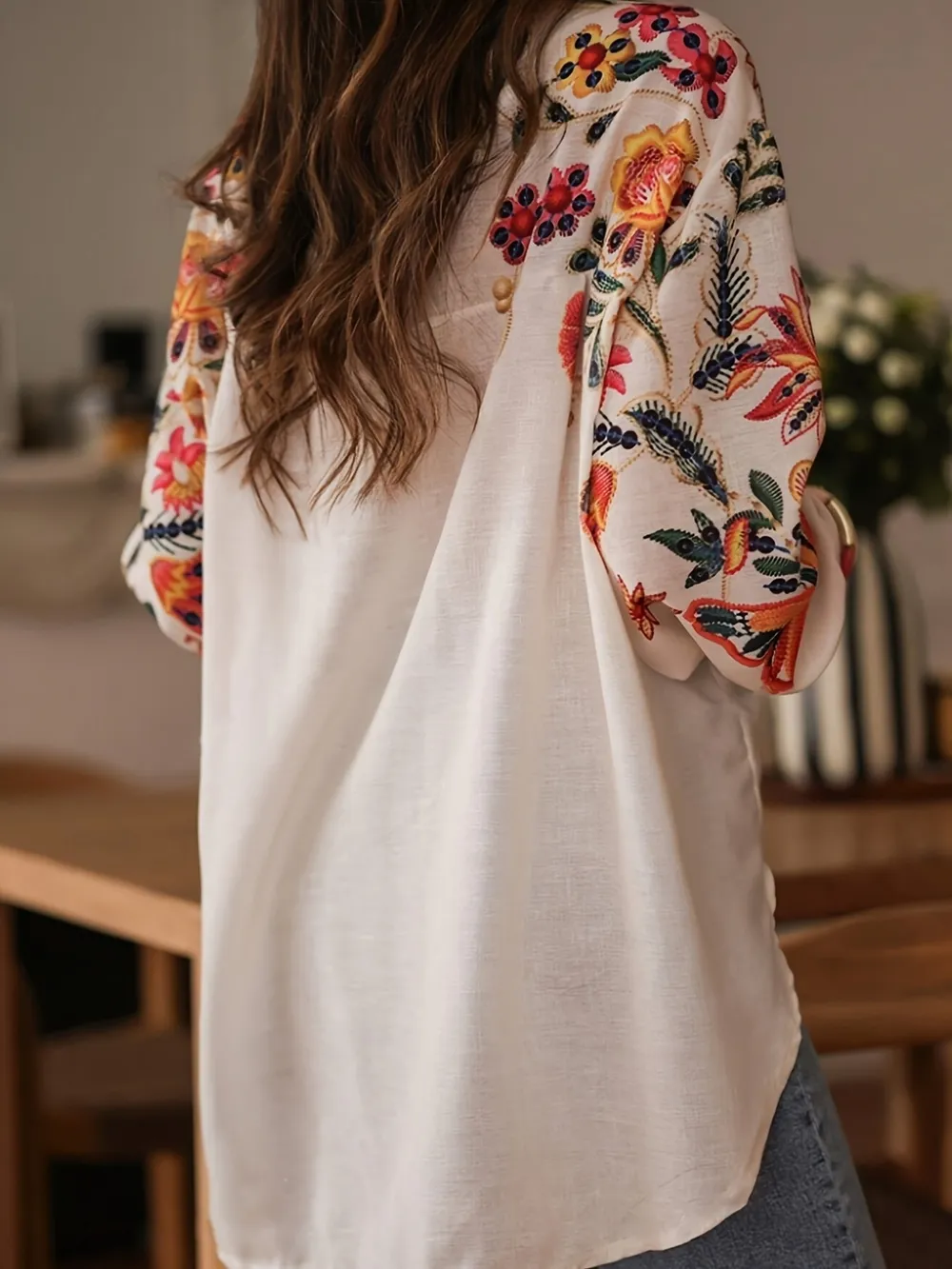 Floral Button Up Long Sleeve Shirt, image 3