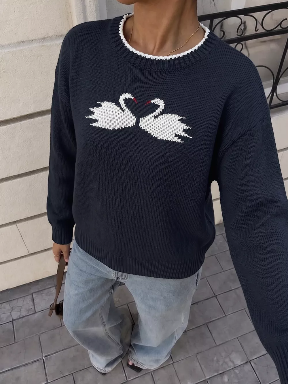 Swan Dropped Shoulder Sweater, image 3