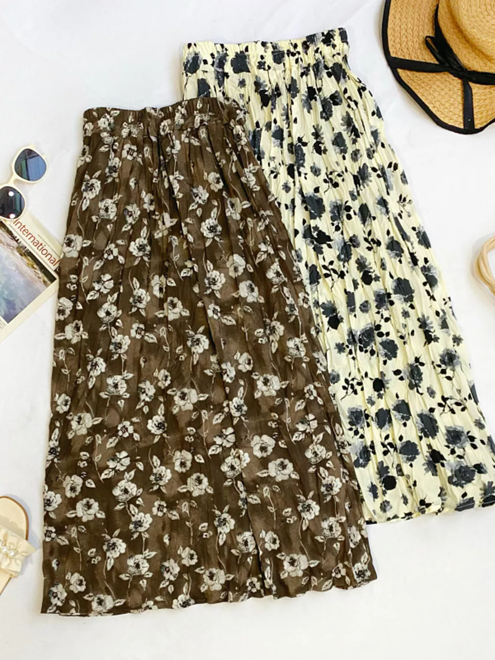 Floral Print Elastic Waist Midi Skirt, image 13