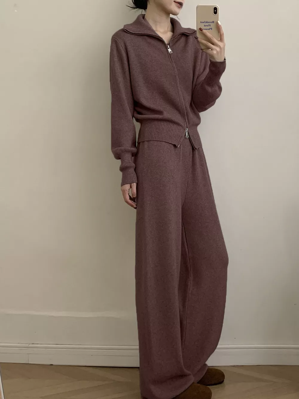Zip Up Outerwear and Wide Leg Pants Set, image 5