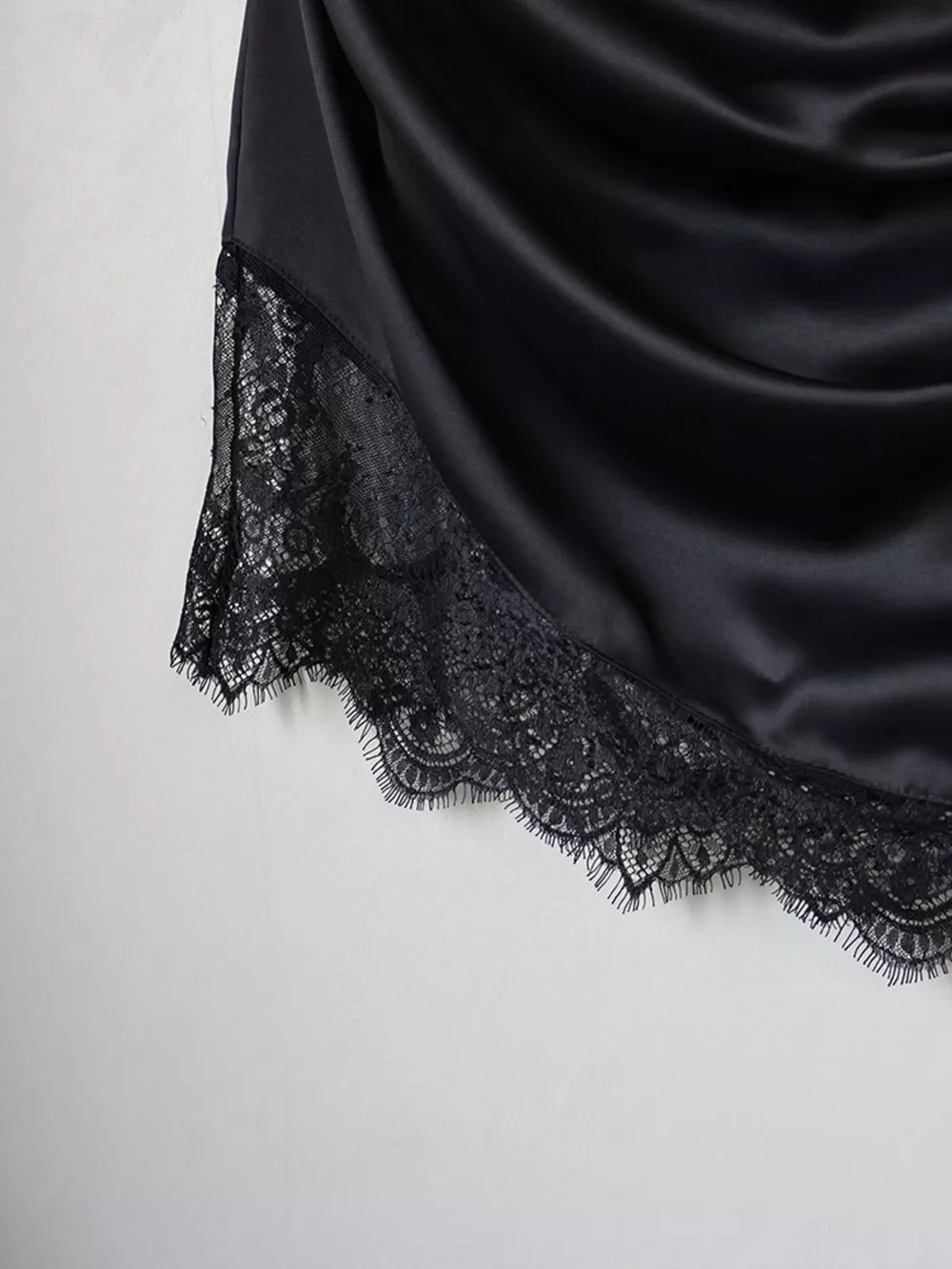 Satin Mini Dress with Lace Detachable Cape, image 10