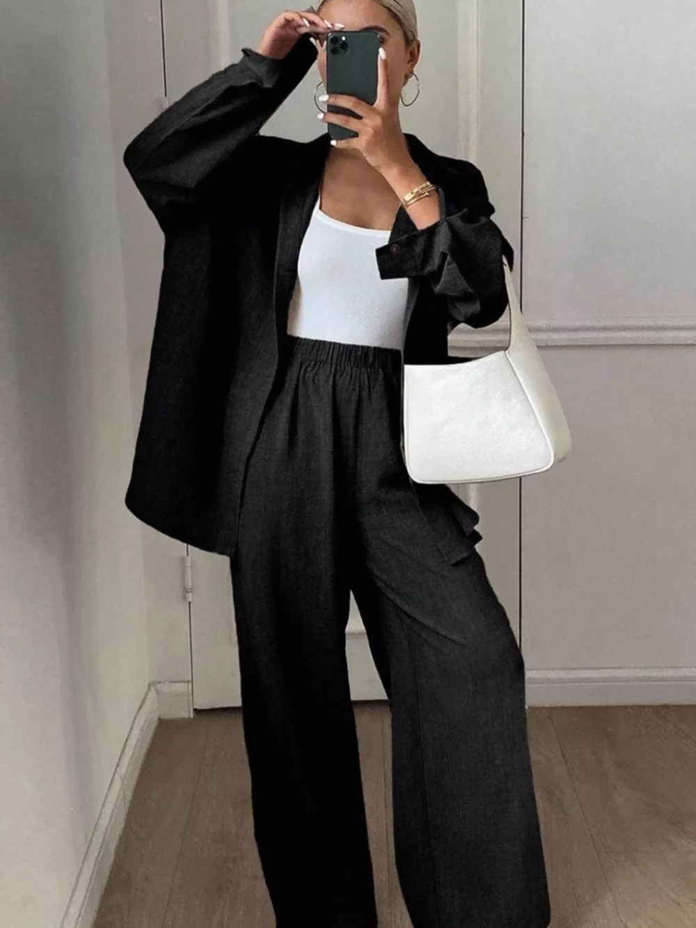 Button-Down Shirt and Wide-Leg Pants Set, image 14