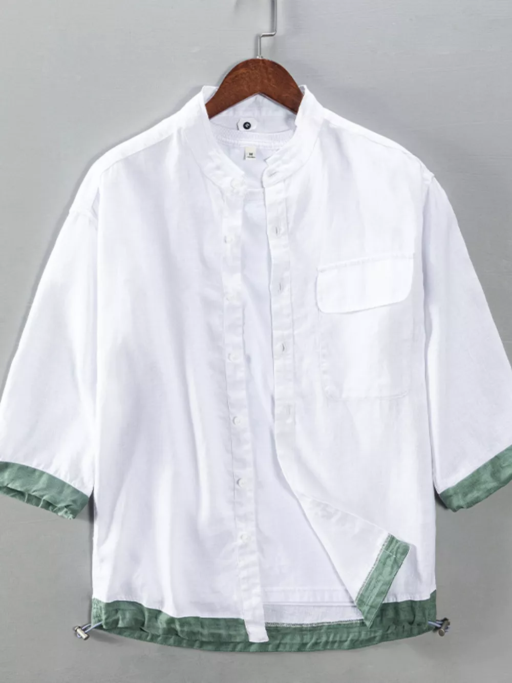Men's Plus Size Casual Contrast Trim Half Sleeve Shirt