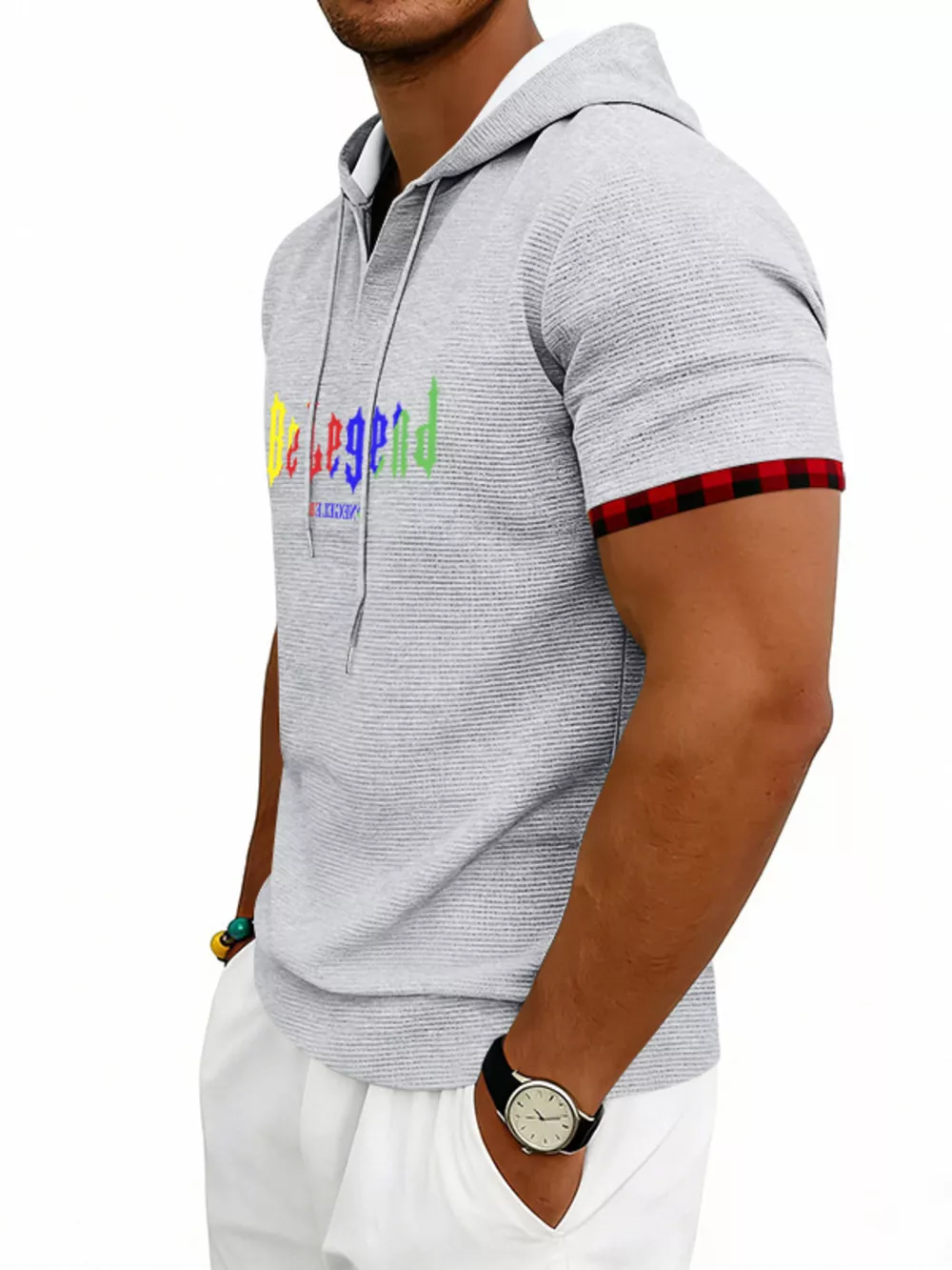 Men's Full Size Letter Graphic Short Sleeve Hooded Top Plus Size, image 9