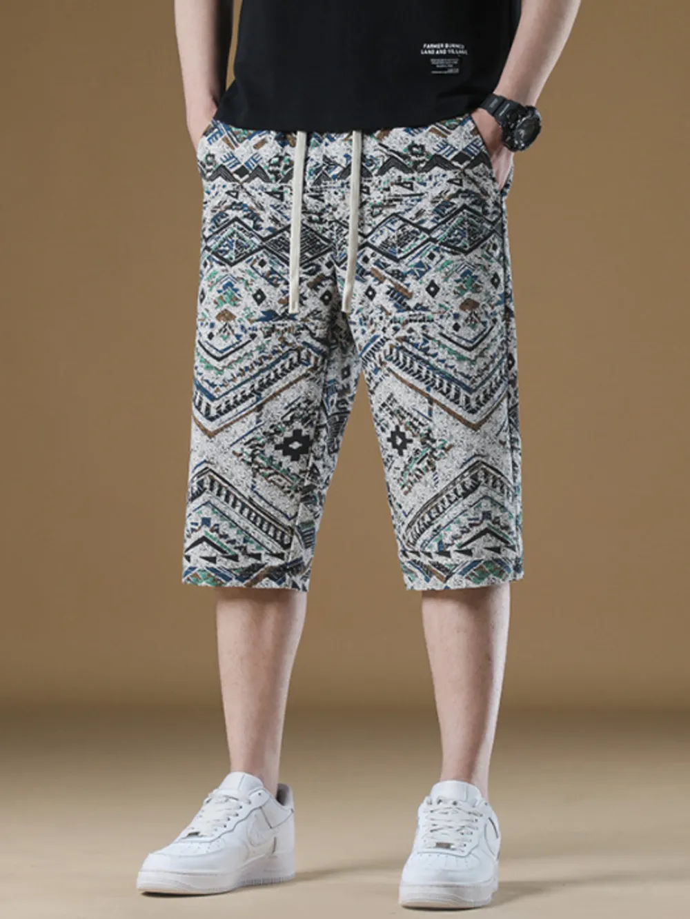 Men's Plus Size Printed Loose Fit Shorts, image 2
