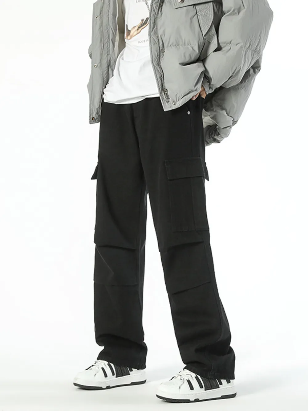 Men's Full Size Wide Leg Cargo Jeans Plus Size
