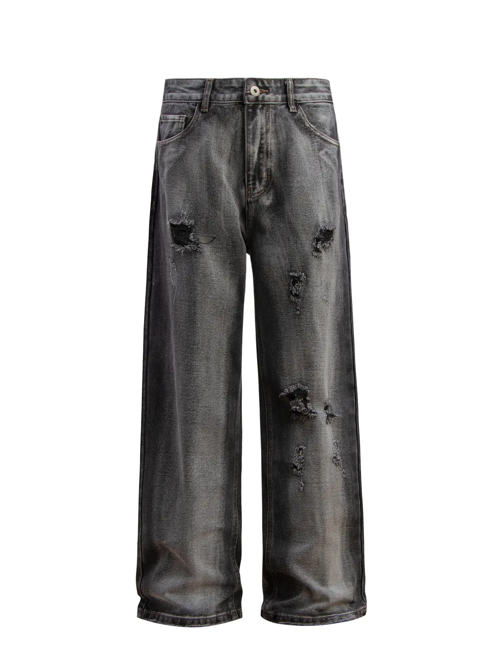 Men's Distressed Wide-Leg Jeans