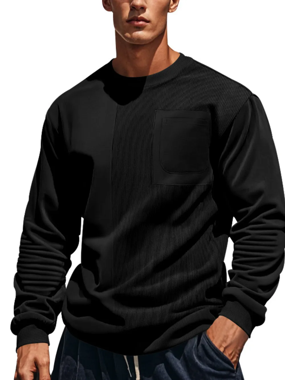 Men's Full Size Round Neck Long Sleeve Sweatshirt Plus Size
