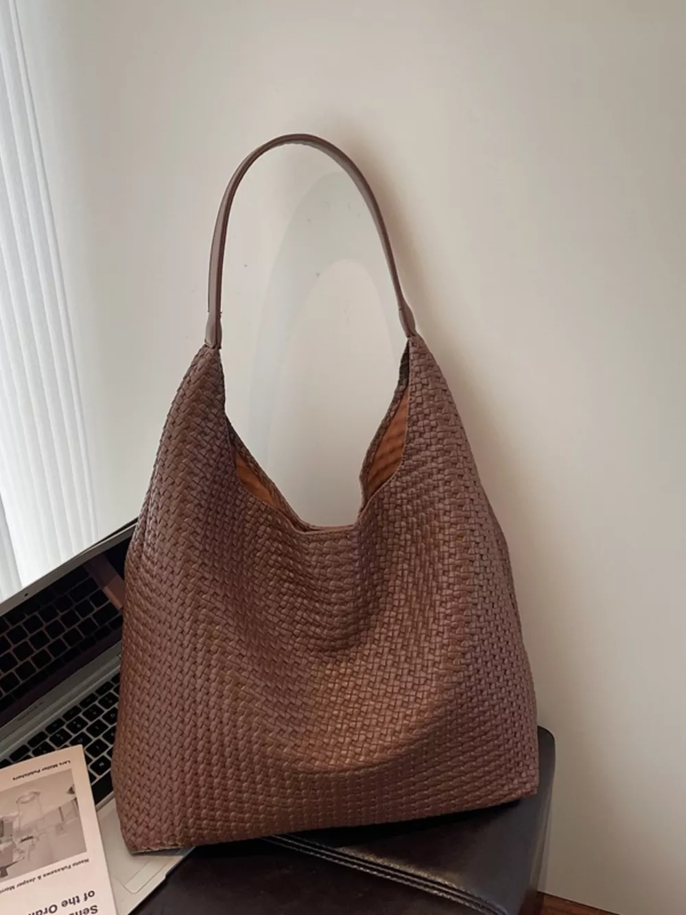 Woven Straw Texture Shoulder Bag, image 6