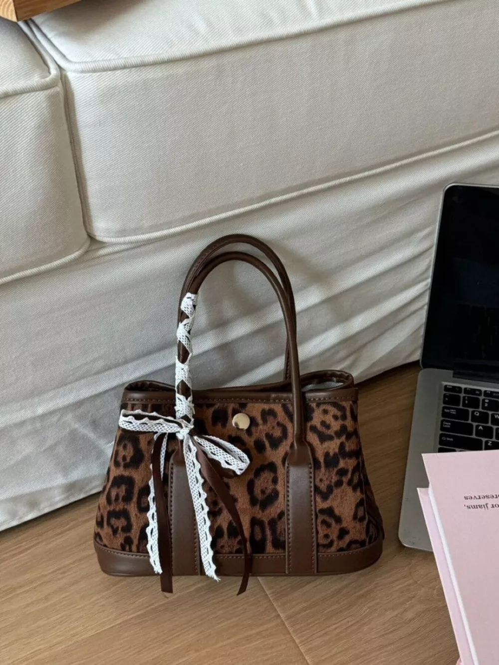Top Handle Lace-Trimmed Handbag, image 2