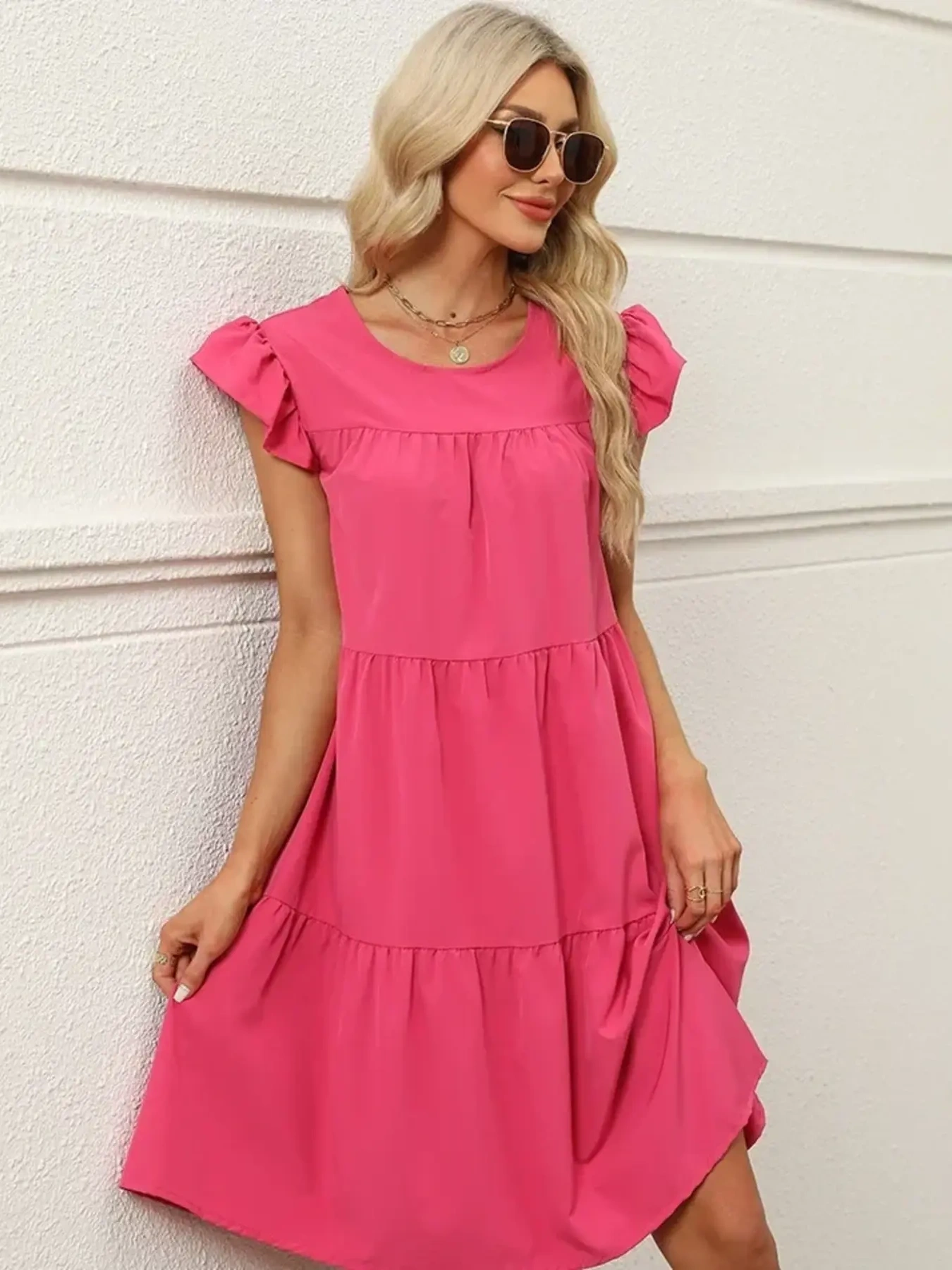 Tiered Ruffle Sleeve Mini Dress, image 5