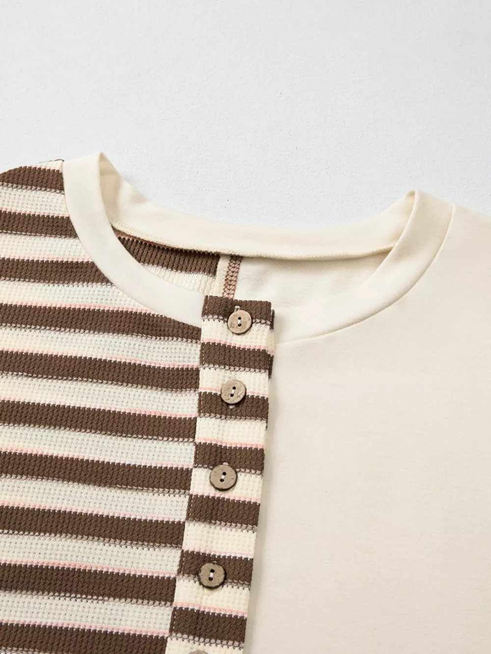 Stripe Stitched Detail Color Block Patchwork Oversized Top, image 21