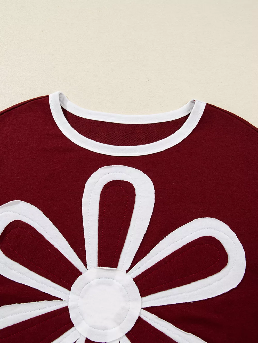 Flower Patched Round Neck Long Sleeve Top, image 6