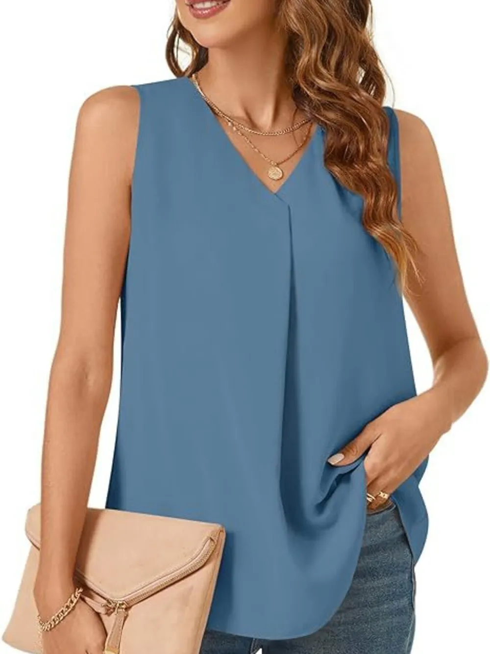 Full Size V-Neck Sleeveless Tank Top Plus Size, image 14