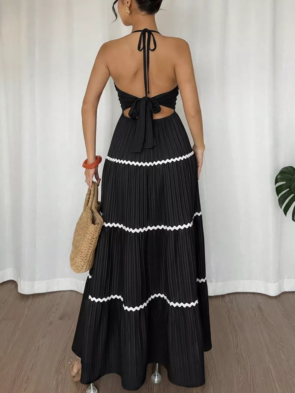 Halter Neck Pleated Maxi Dress, image 6