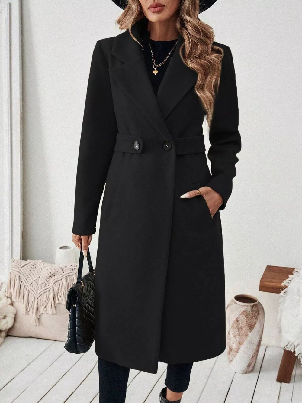 One Button Wool Blend Overcoat, image 18