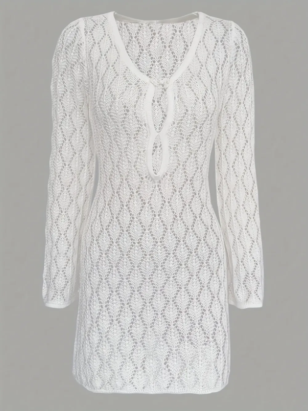 Openwork Long Sleeve Knit Dress, image 4