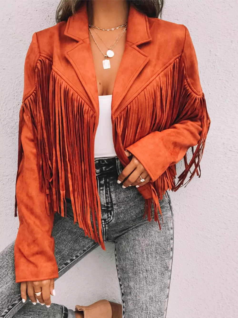 Fringe Open Front Cropped Jacket, image 8
