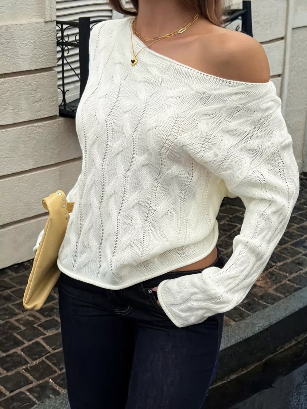 Cable Knit Boat Neck Sweater, image 3