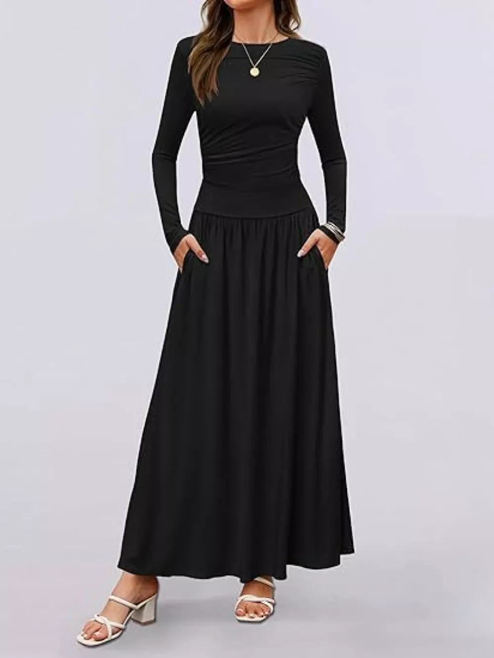 Long Sleeve Maxi Dress with Pockets, image 5