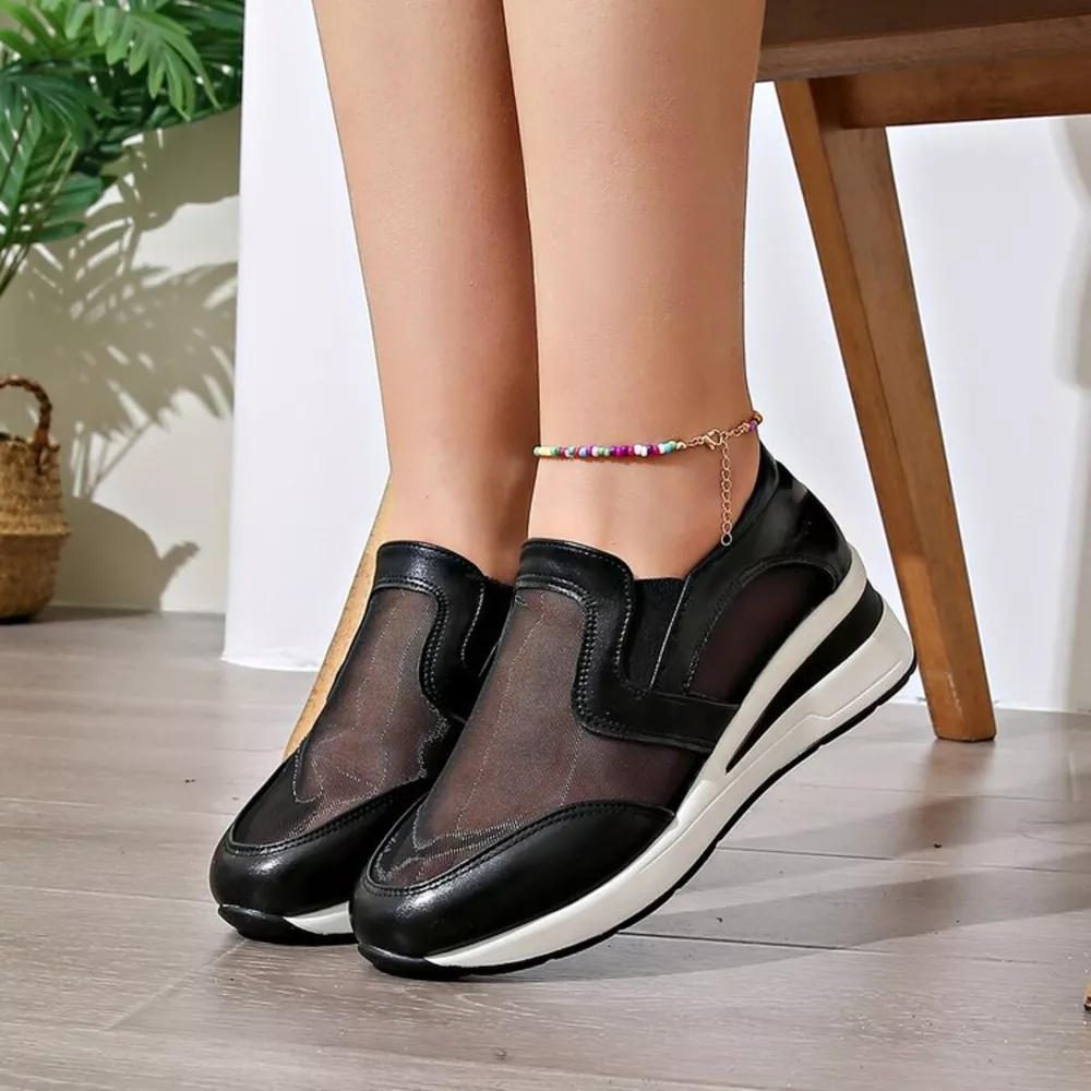 Round Toe Wedge Sneakers, image 7