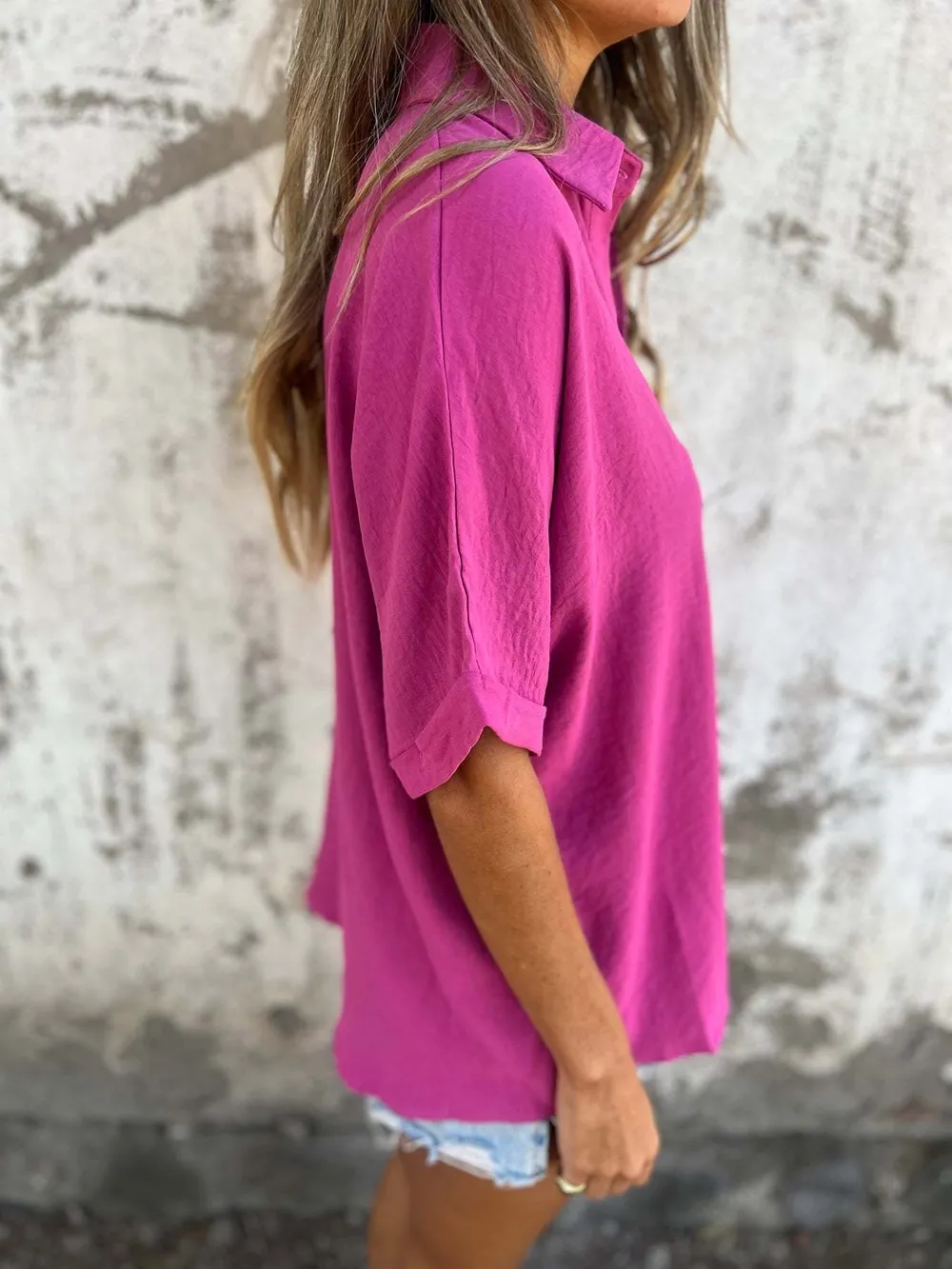 Full Size Casual Button Down Short Sleeve Loose Shirt Plus Size, image 19