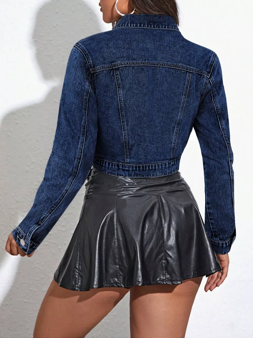 Cropped Button Up Denim Jacket, image 5