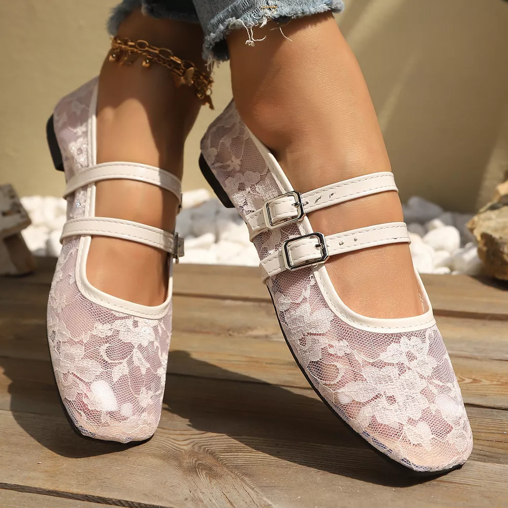 Square Toe Lace Slip-Ons, image 2