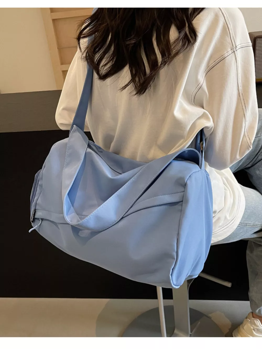 Adjustable Strap Solid Color Travel Bag, image 11