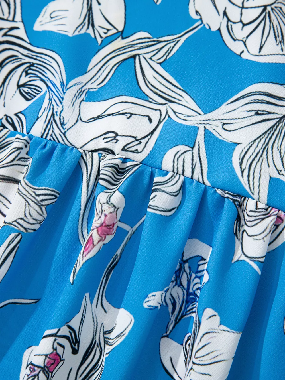 Notched Floral Print 3/4 Puff Sleeve Blouse, image 6