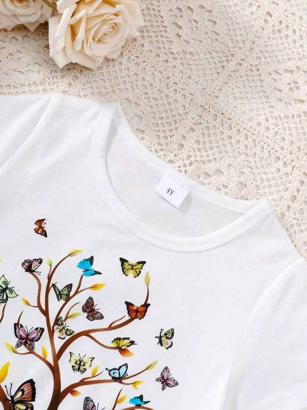 Children's Butterfly Tree Graphic Casual T-Shirt, image 4