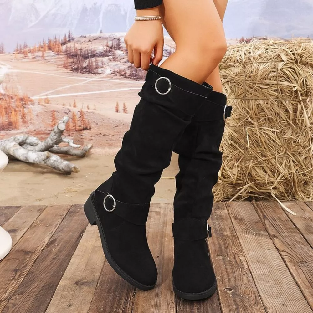Block Heel Boots with Buckle Detail, image 3