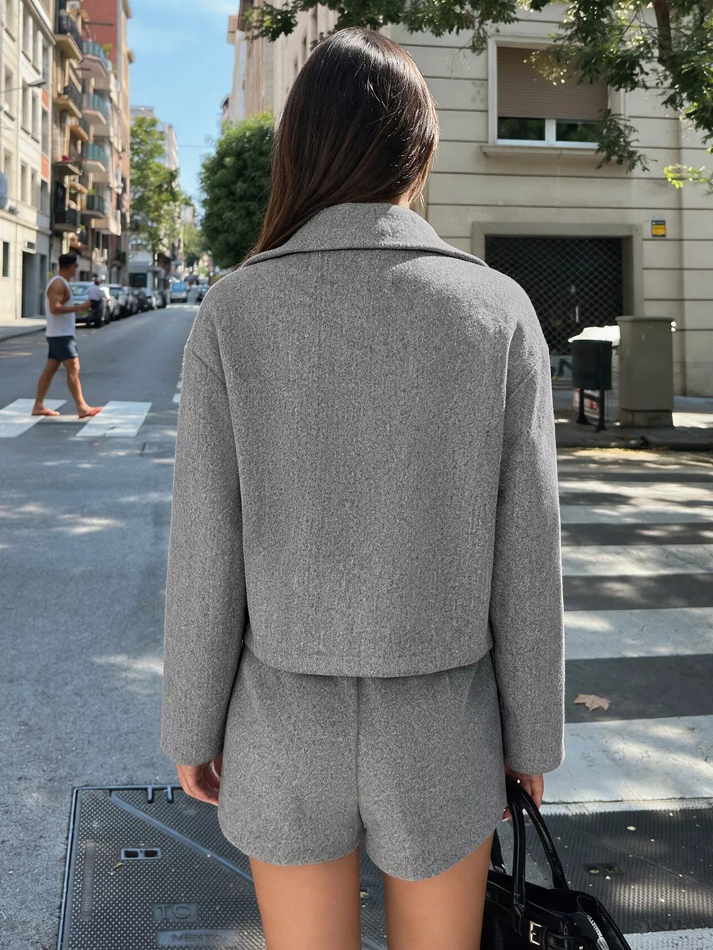 Zip Up Cropped Shacket with Flap Pockets, image 8