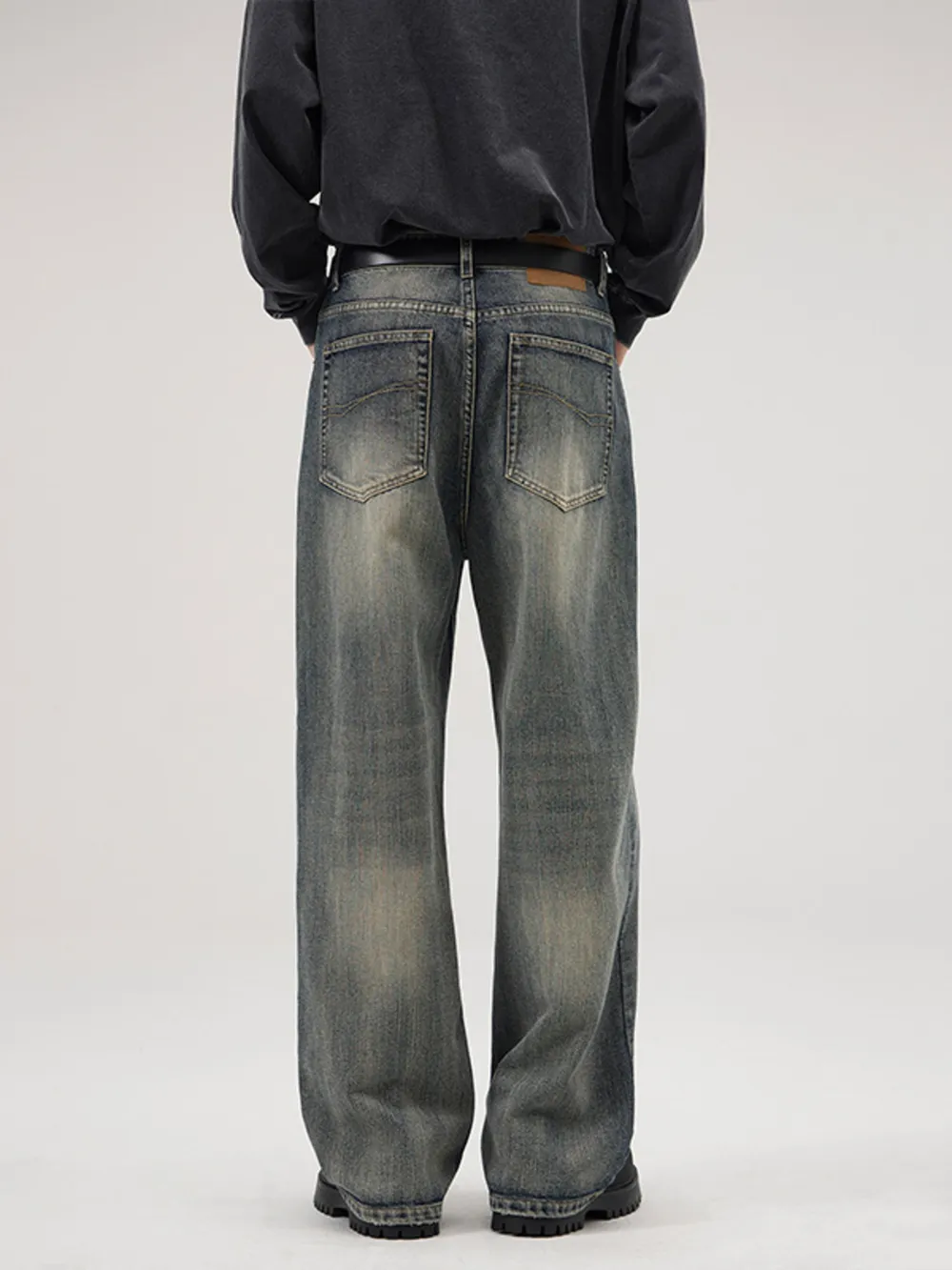 Men's Full Size Washed Wide Leg Relaxed Fit Jeans Plus Size, image 3