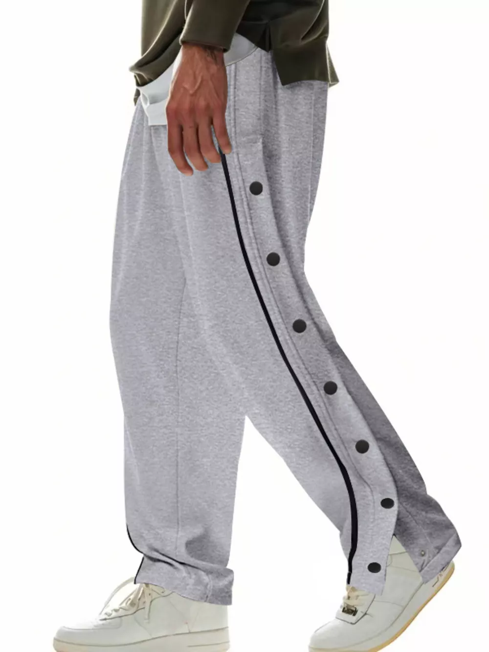 Men's Full Size Loose Fit Side Snap Button Track Pants Plus Size, image 5