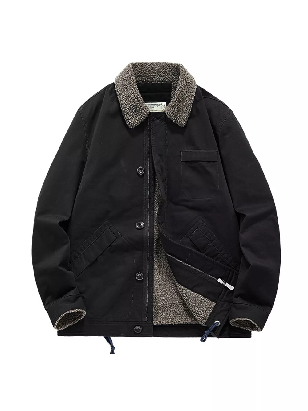 Men's Plus Size Sherpa Collar Button Up Jacket, image 6