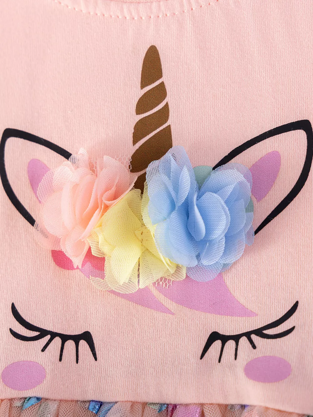 Children's Unicorn Ruffled Sleeve Tulle Dress, image 4