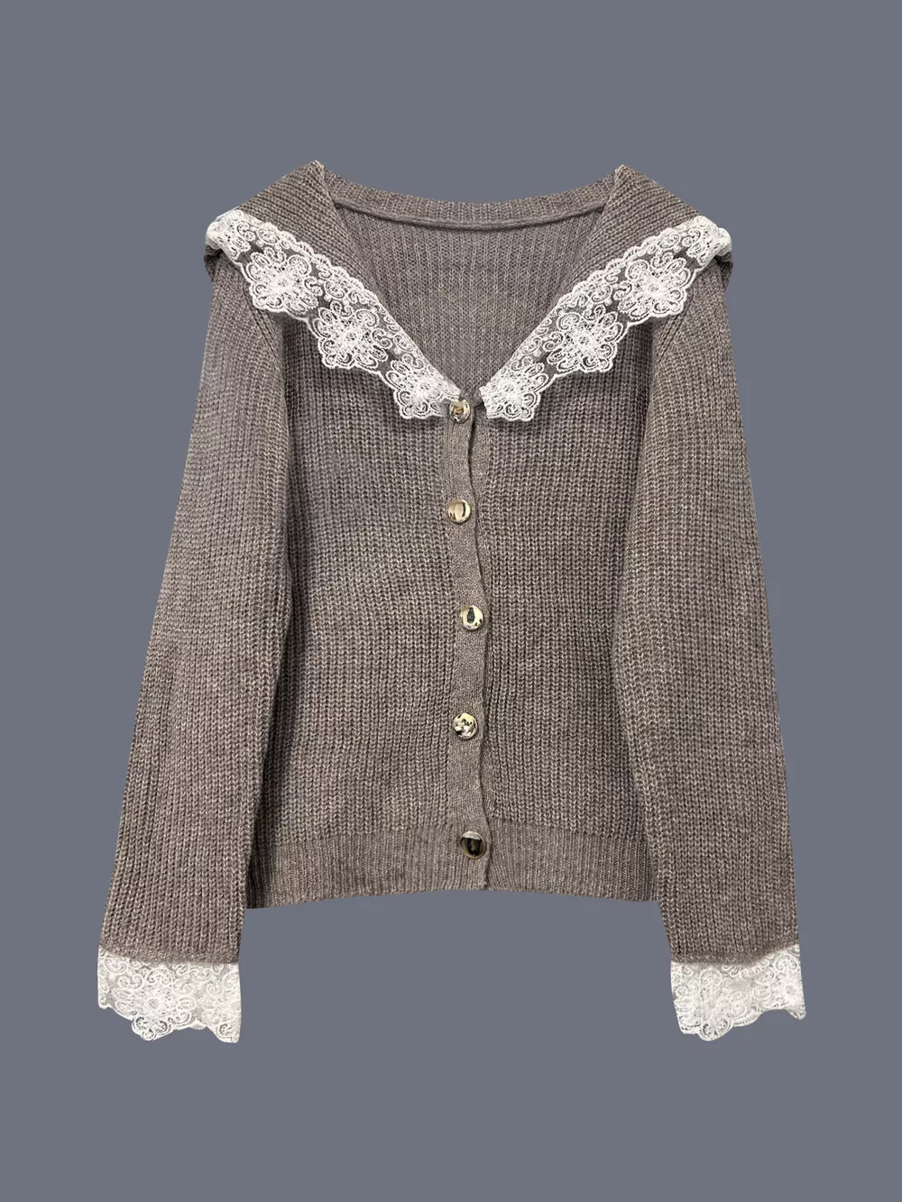 Lace Trim Button Up Cardigan, image 4