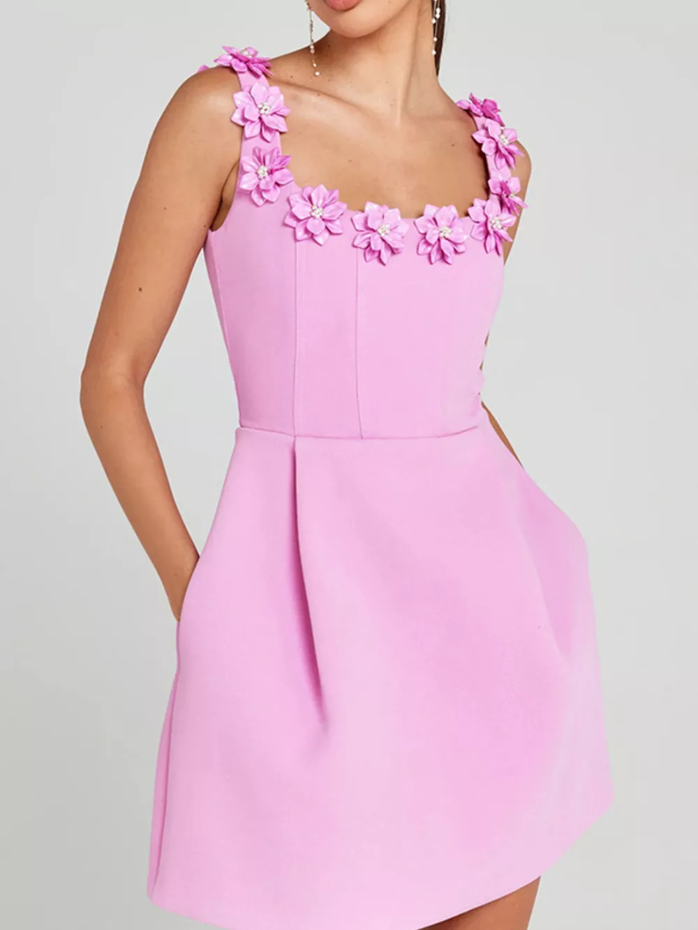 Floral Sleeveless Mini Dress with Pockets, image 14