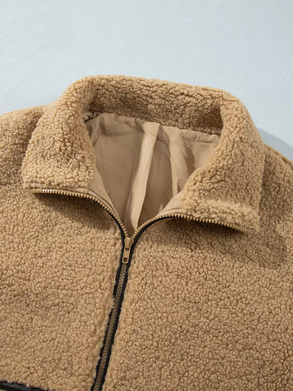 Drop Shoulder Collar Long Sleeve Fleece Regular Fit Jacket, image 4