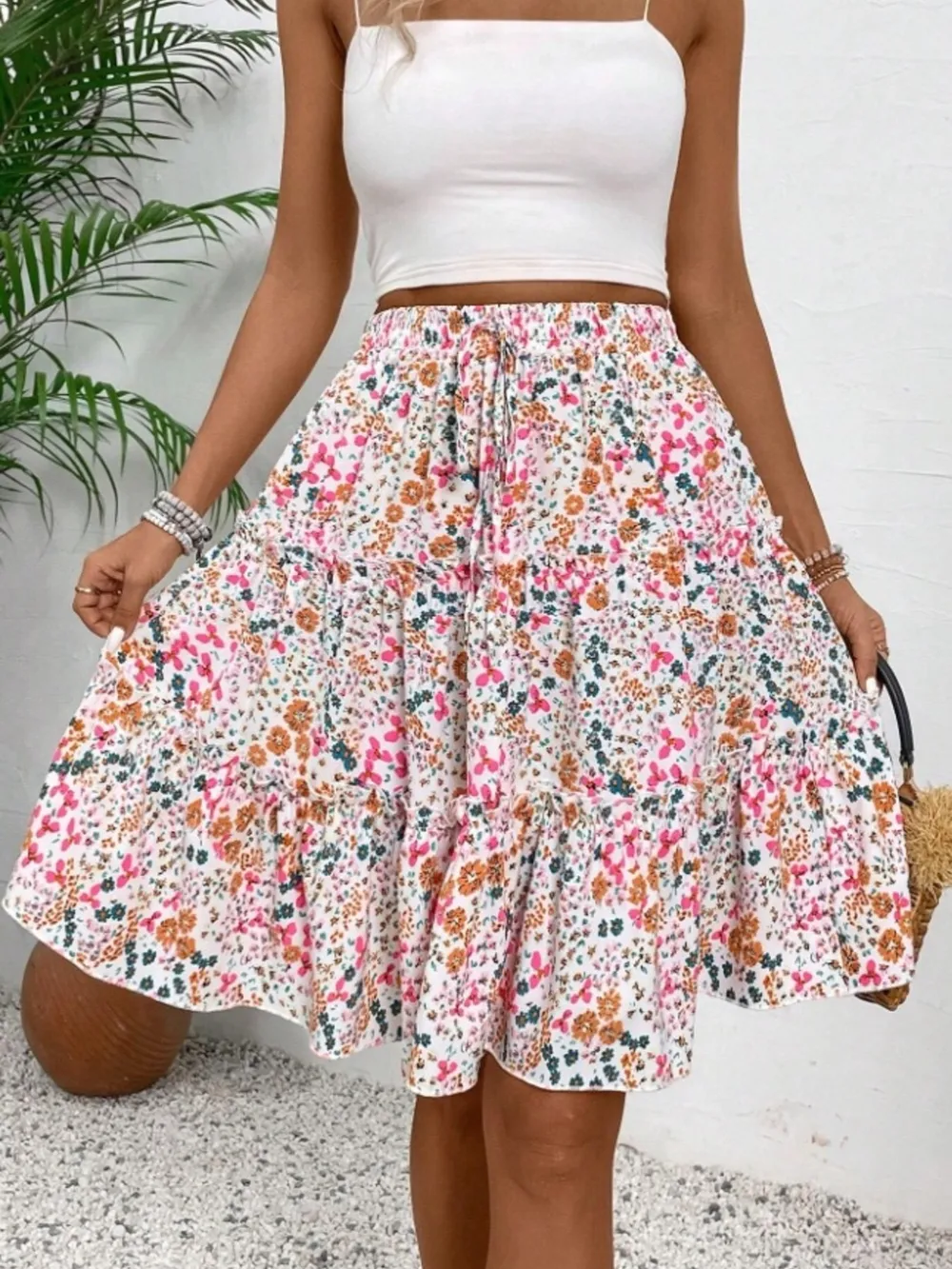 Floral Print Midi Skirt, image 17