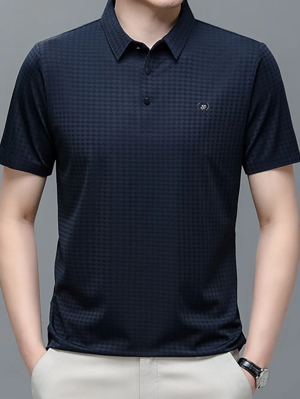 Men's Plus Size Short Sleeve Textured Business Polo Shirt, image 4