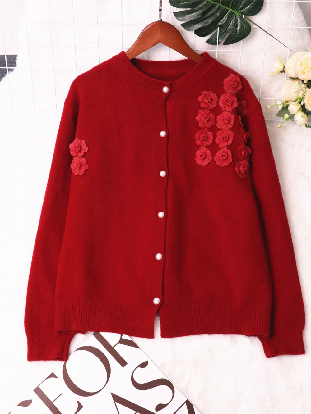 Flower Button Up Long Sleeve Cardigan, image 6