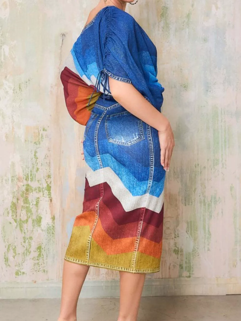 One Shoulder Top and Slit Skirt Set, image 2